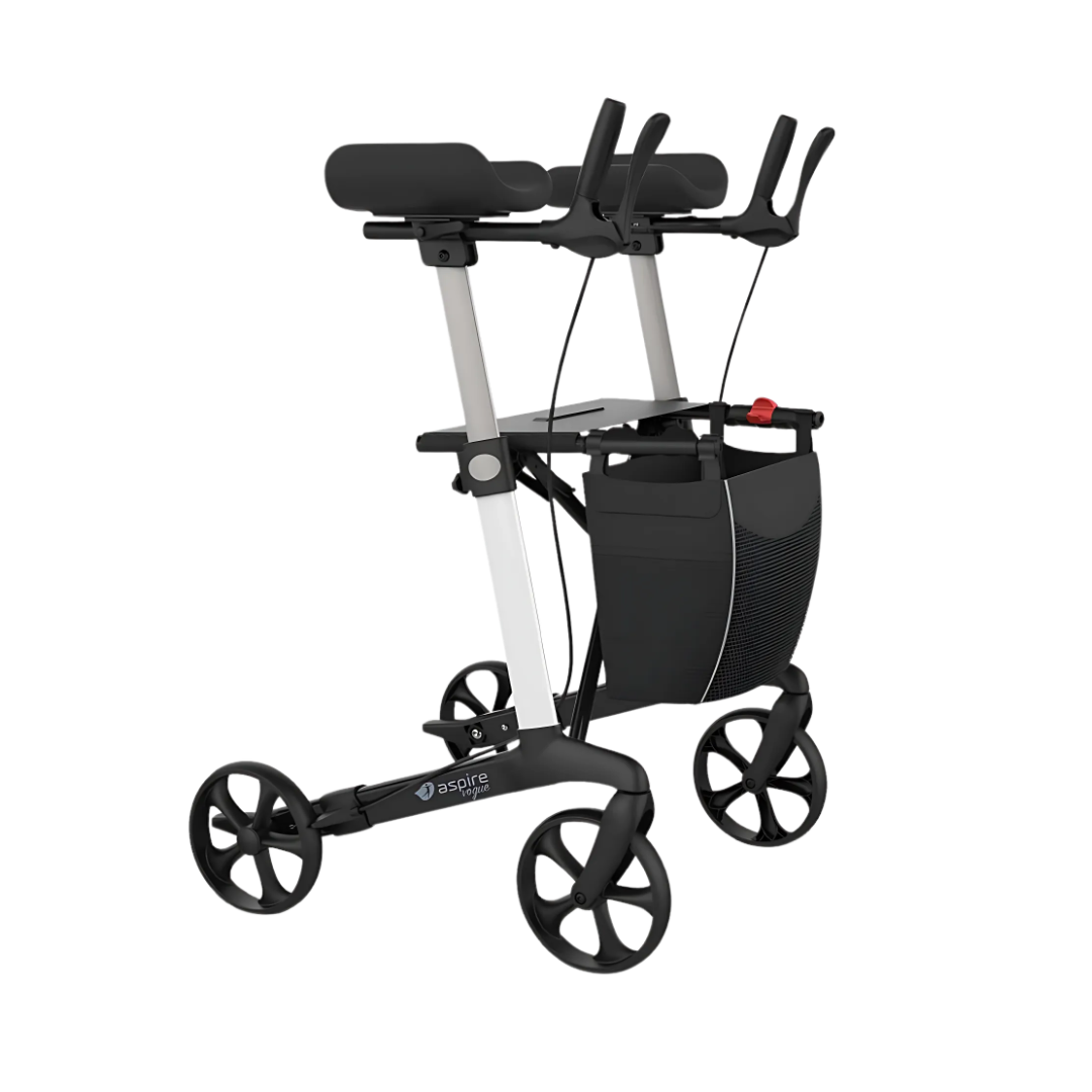 Aspire Vogue Forearm Seat Walker/Rollator White/Black