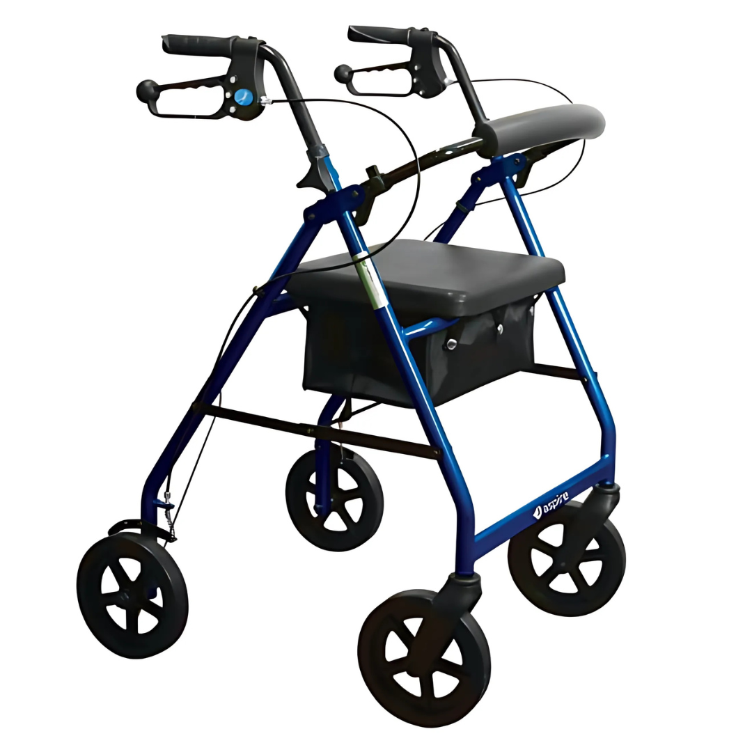 Aspire Classic 8' Wheels Seat Walker / Rollator Blue