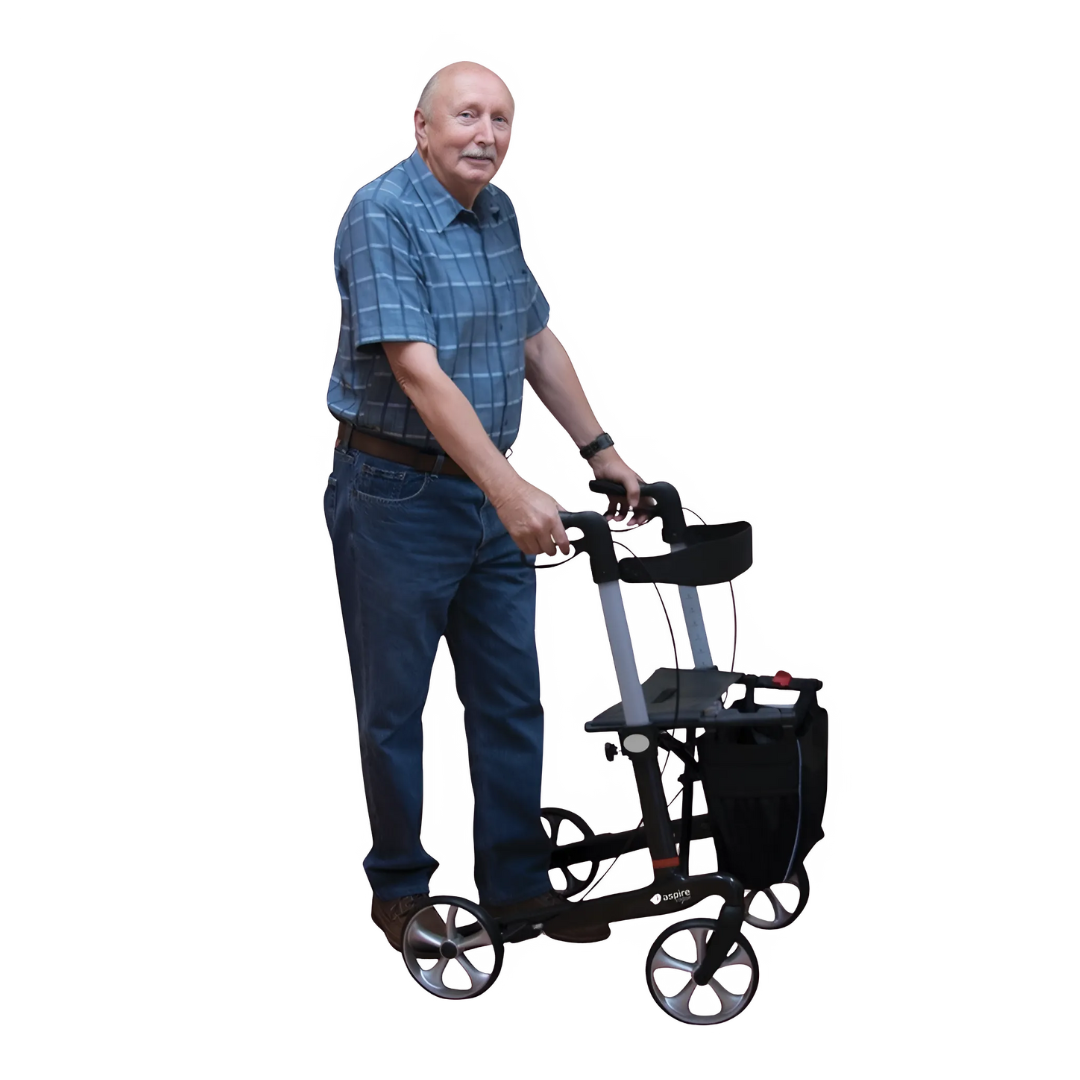 Aspire Vogue Carbon Fibre Seat Walker/Rollator Medium Black