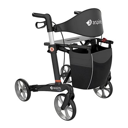 Aspire Vogue Carbon Fibre Seat Walker/Rollator Medium Black