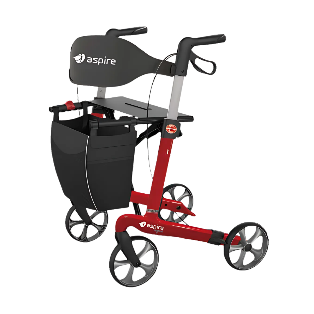 Aspire Vogue Carbon Fibre Seat Walker/Rollator Tall Candy Red