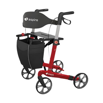 Aspire Vogue Carbon Fibre Seat Walker/Rollator Tall Candy Red