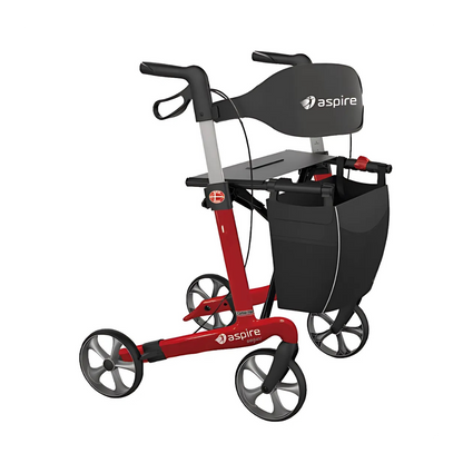 Aspire Vogue Carbon Fibre Seat Walker/Rollator Tall Candy Red