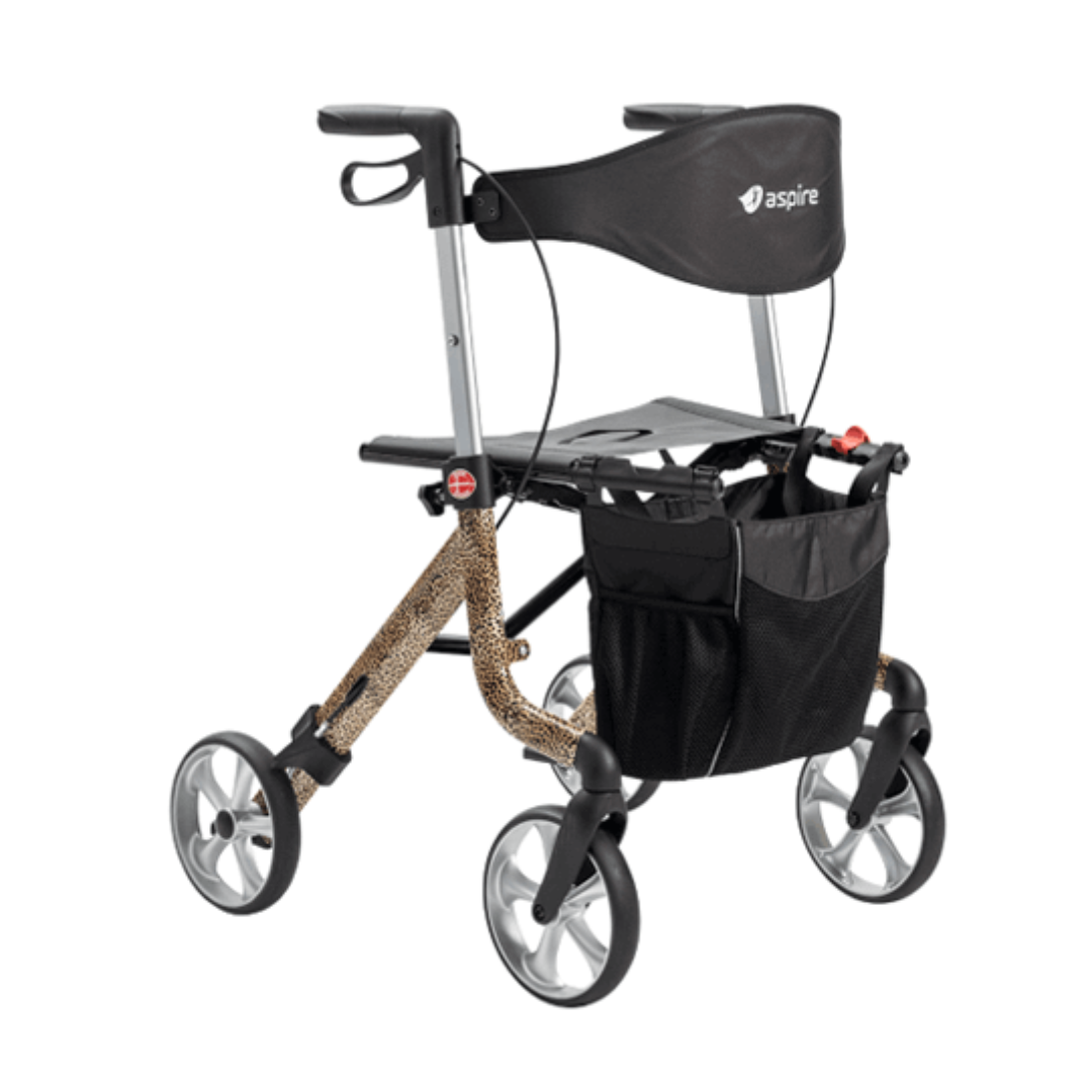 Aspire Vogue Lightweight 2 Aluminum Seat Walker Leopard
