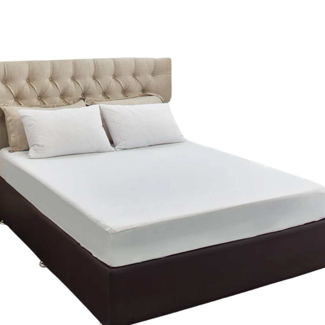 Comfortshield Gold Cotton Terry Waterproof Mattress Protector in King Single size, featuring a soft terry top and breathable waterproof backing for quiet, hygienic mattress protection in home and care settings.