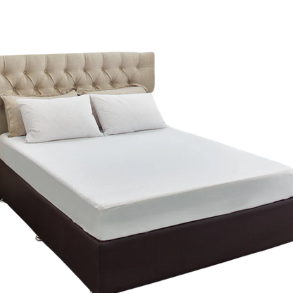 Comfortshield Gold Cotton Terry Waterproof Mattress Protector in King Single size, featuring a soft terry top and breathable waterproof backing for quiet, hygienic mattress protection in home and care settings.