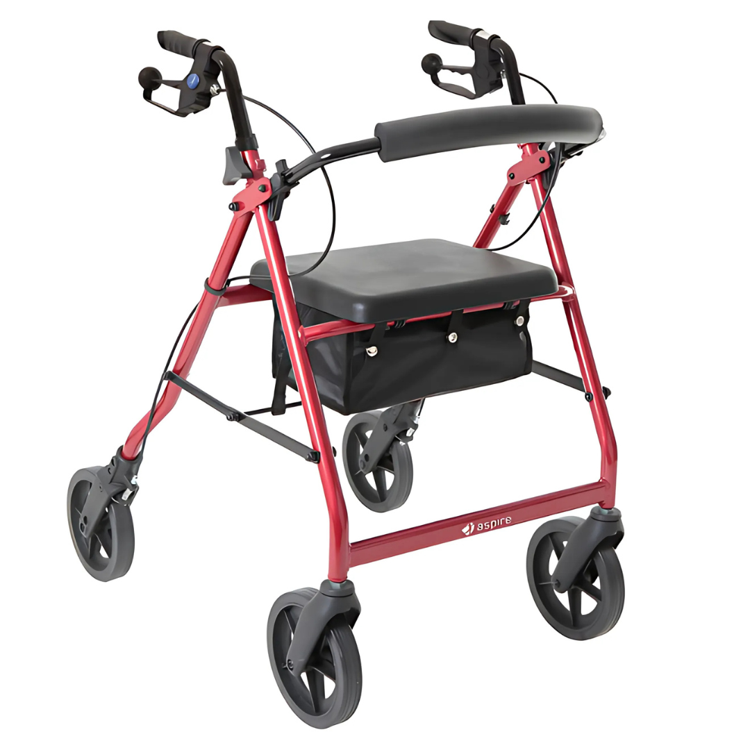 Aspire Deluxe 8" Seat Walker/Rollator Red