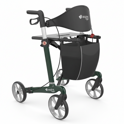 Aspire Vogue Carbon Fibre Seat Walker/Rollator Tall Emerald