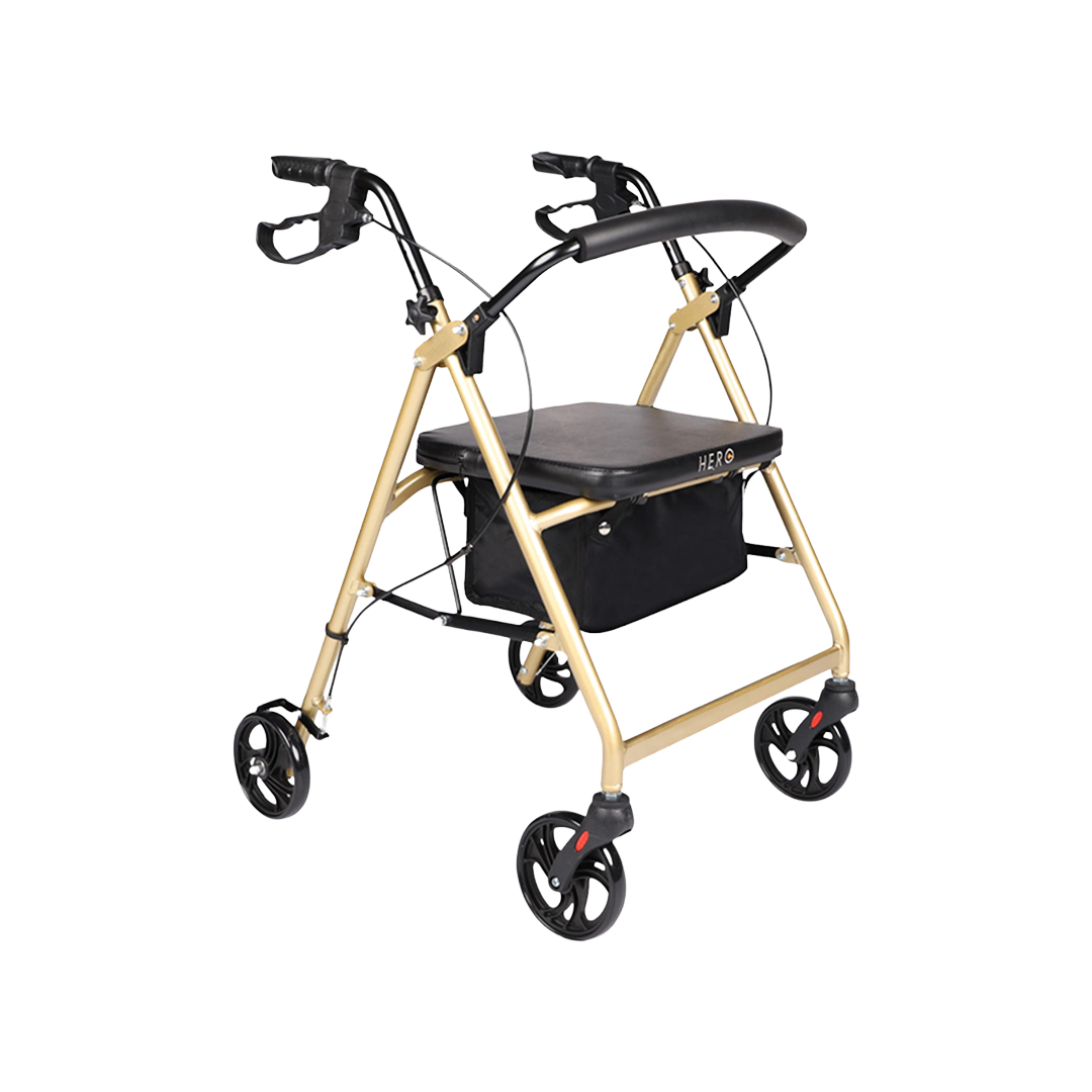 Hero Medical 4-Wheeled Mobility Walker - Walking Frame with Rollator